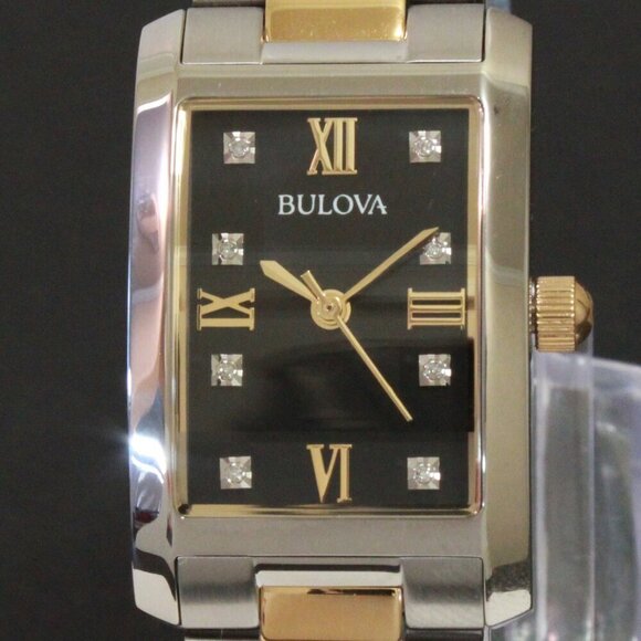 Bulova Diamonds Collection Ladies Tank Watch Two Tone Diamond Indices 21mm main image 12